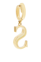 English Letter S Charm, 18k Yellow Gold